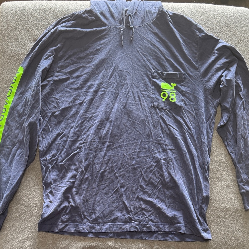 Vineyard Vines navy Long Sleeve Tee with Neon Accents